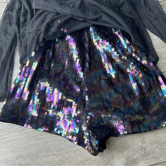 BeBe Lace Sequin  Long Sleeve Romper - Picture 14 of 14